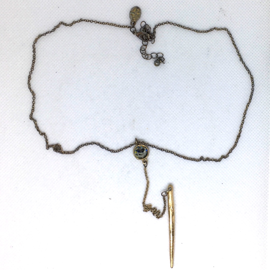 Crave Gold And Gray Crystal And Gold Obelisk Necklace